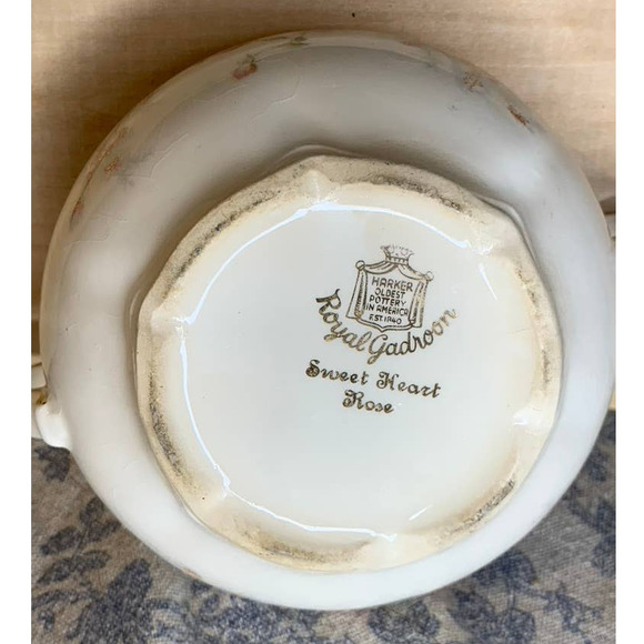 VTG 1940s Royal Gadroon by Harker Lidded Sugar Bowl *Chipped* - Picture 5 of 9